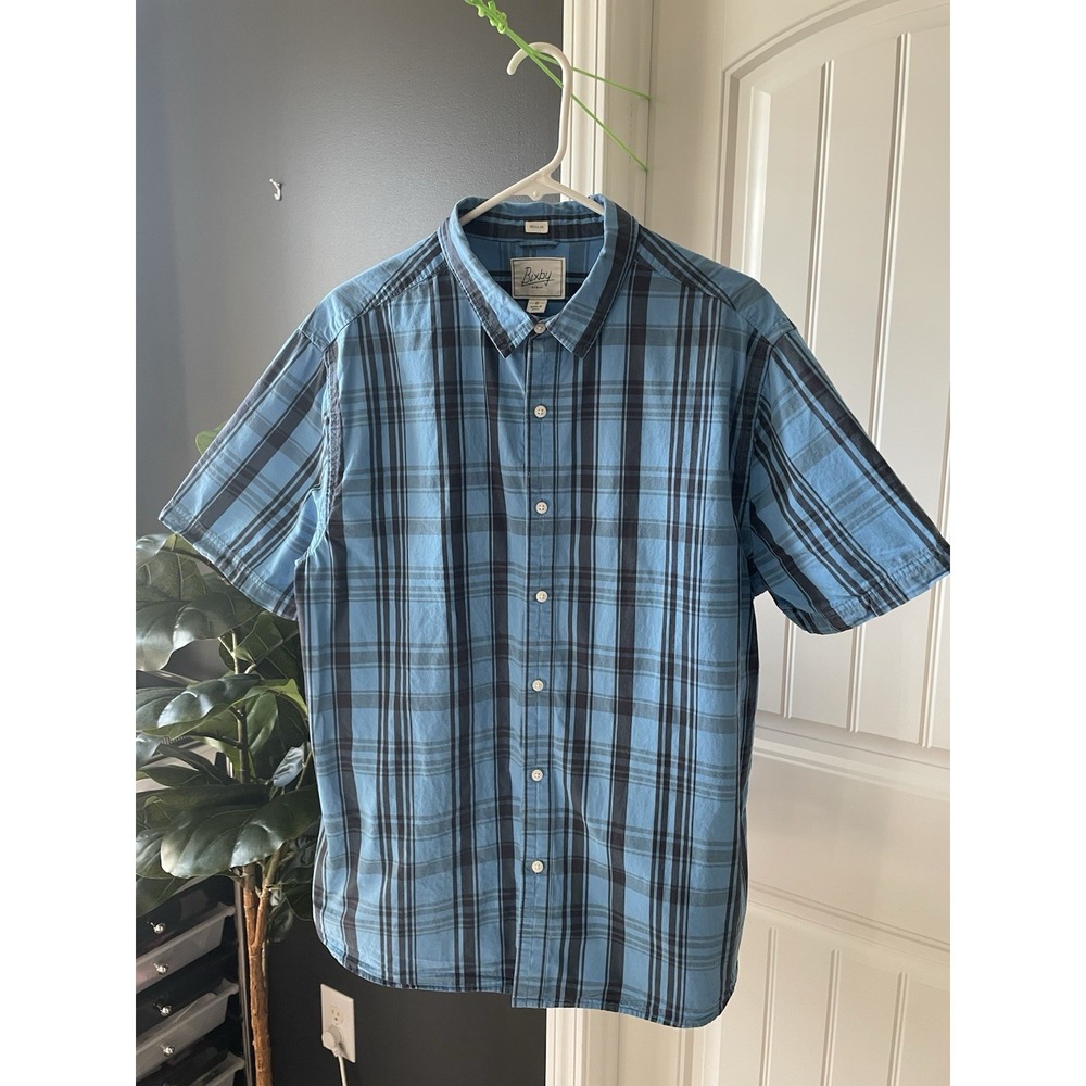 Bixby Nomad Plaid Button-Up Shirt Men's Regular Fit Blue Black XL